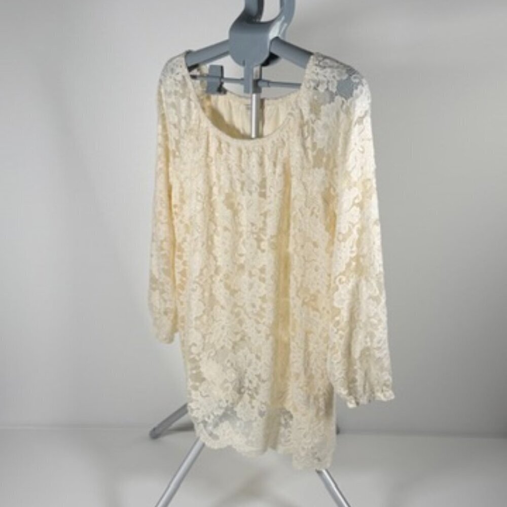 Cato Ivory Lace Off-Shoulder Long Sleeve Top - Picture 2 of 8